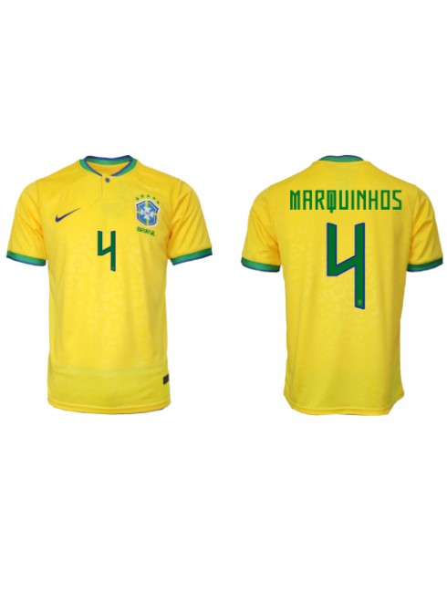 Brasilien Marquinhos #4 Replika Hemmakläder VM 2022 Kortärmad